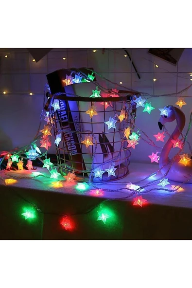 Suled Fişli Rgb Yıldız Led 3 Mt 20 Led Dekoratif Yıldızlı Yılbaşı Cam Ağacı Yılbaşı Süs Led Işık Şerit Led - Resim 5