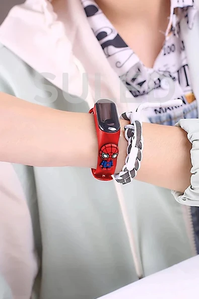 Suled Akıllı Çocuk Kol Saati Güvenli Led Su Geçirmez Silikon Dokunmatik Süper Kahraman Figürlü - Resim 2