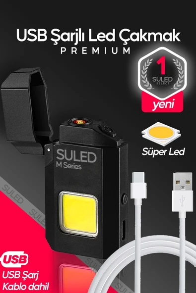 Suled Şarjlı Çakmak Usb Şarjlı Led Fener M Serisi Kamp Çakmağı Cob Led Ce Rüzgardan Etkilenmez ürün görseli 1