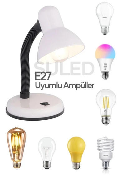 Suled Masa Lambası E27 Standart Ampül 220V Esnek Açısı Ayarlanabilir Çocuk Odası Ve Çalışma Lambası - 4