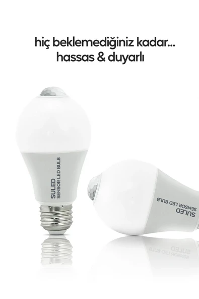 Suled Hareket Sensörlü Led Lamba 5 Adet Ampül Beyaz Işık 12W %80 Tasarruflu Otomatik Yanıp Söner - 4