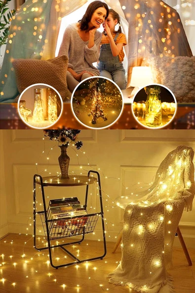 Suled Sl-1034- 300 Ledli 10 Saçaklı Sarı Led Kumandalı 8 Modlu Perde Led Peri Mutfak Işık Dekoratif Lamba - 5