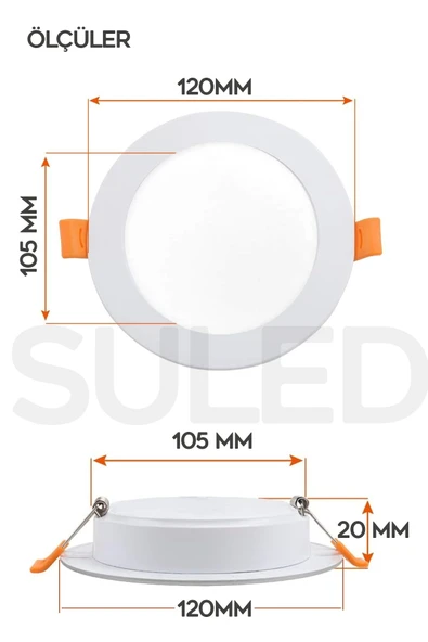 Suled 6W Spot Led Lamba Gömme Spot Işık 540Lm Beyaz Işık Tasarruflu Tavan Dolap Ev & Iş Yeri - 3