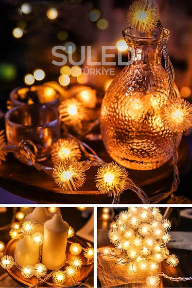 Suled Kartopu Led Süs Işık 4 Metre 20 Led 220V Fişli Süsleme Işığı Gün Işığı Dekorasyon İç Ve Dış Mekan - Resim 2