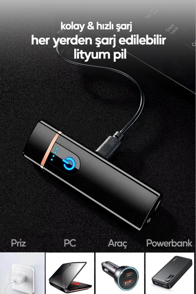 Suled Şarjlı Çakmak Usb Şarjlı Pro Serisi Kamp Çakmağı Rüzgardan Etkilenmez - 5