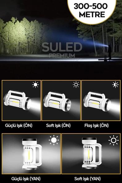 Suled Outdoor Pro2 Işıldak Profesyonel Kamp Lambası Ve Fener Şarjlı Usb Powerbank Özellikli - 8