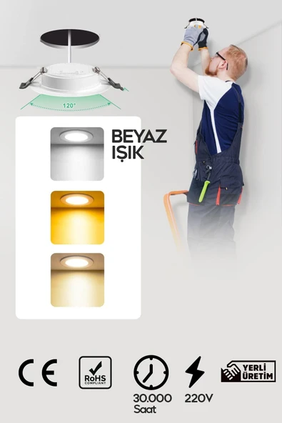 Suled 12W Spot Led Lamba Gömme Spot Işık 1080Lm Beyaz Işık Tasarruflu Tavan Dolap Ev & Iş Yeri - 4