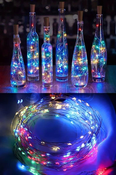 Suled 3 Metre Pilli Rgb Peri Led Ince Tel Dekoratif Lambası Renkli Dekor Perde Ledli Bahçe Oda Kafe Duvar - 5