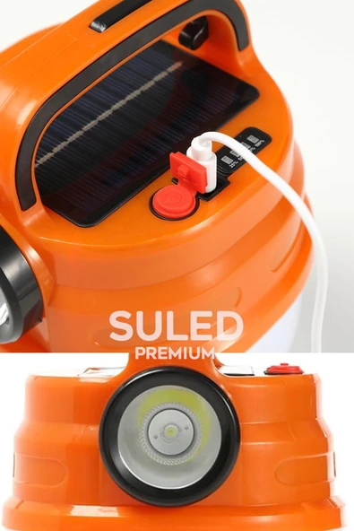 Suled 6 Modlu El Feneri Ve Kamp Lambası Usb & Solar Şarjlı Smd Led Askılı Taşınabilir Işık - 5