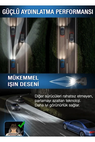 Suled Yeni Model - Zenon H4 Led Araba Far Ampül Xenon Led Uzun Kısa 10800 Lümen Şimşek Etkili 6000K - 6