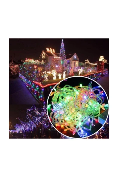 Suled Sl-1013 Fişli 10 Mt 100 Led Rgb Renkli Işıklı Ultra Güçlü Yılbaşı Ağaç Işık 8 Fonksiyonlu Dekoratif - 3