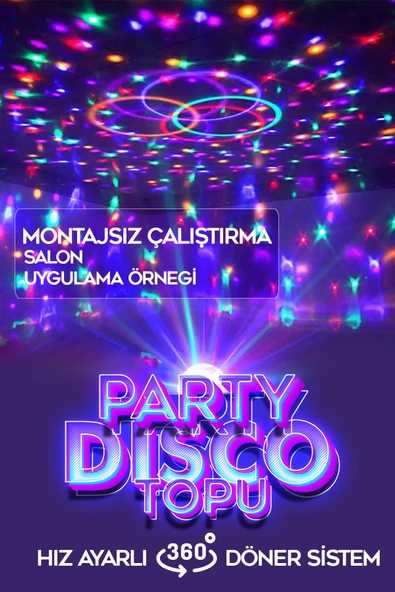 Suled Disko Topu Led Işık Bluetooth Hoparlörlü Usb Müzik Çalar Kumanda 360* Dönen Parti Eğlence Işığı 220V - Resim 2