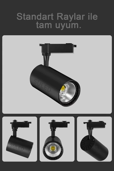 Suled Ray Spot Işık Siyah Kasa - Gün Işığı 360/90 Dönebilen 30W Ray Spotu Led Işık Pro 220V - 3