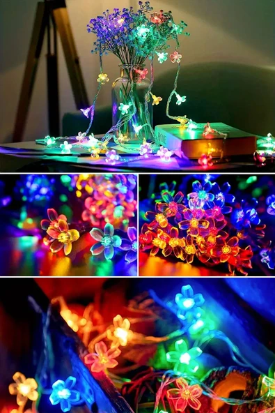 Suled Rgb 5 Metre Gül Led 20 Led 220V Fişli Tak Çalıştır Dekoratif İç Ve Dış Mekan Süsleme Işığı - Resim 4