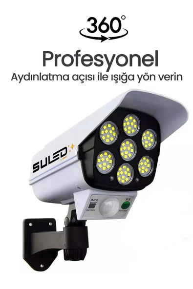 Suled Solar Bahçe Aydınlatması Kumandalı Otomatik Sensörlü Kamera Görünümlü Led Dış Mekan Aydınlatma - 7