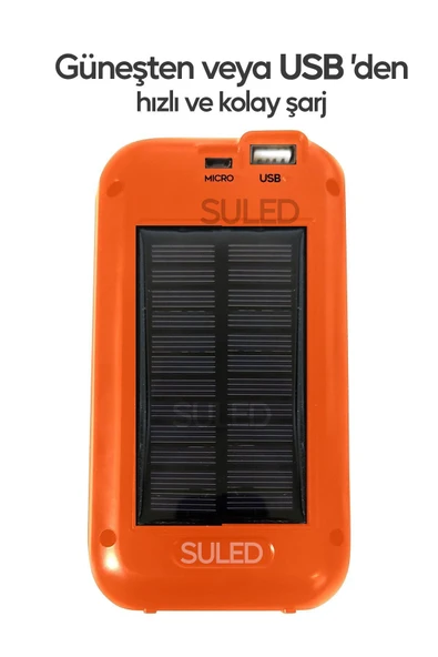 Suled Güneş Panelli Handy Power Bank Fener Işıldak 32 Süper Smd Ledli El Feneri Ev Kamp Outdoor Aydınlatma - 6