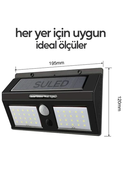 Suled Sensörlü Bahçe Aydınlatma Lambası Solar Güneş Panelli Tam Otomatik Modlu Dış Mekan Aydınlatma - 6