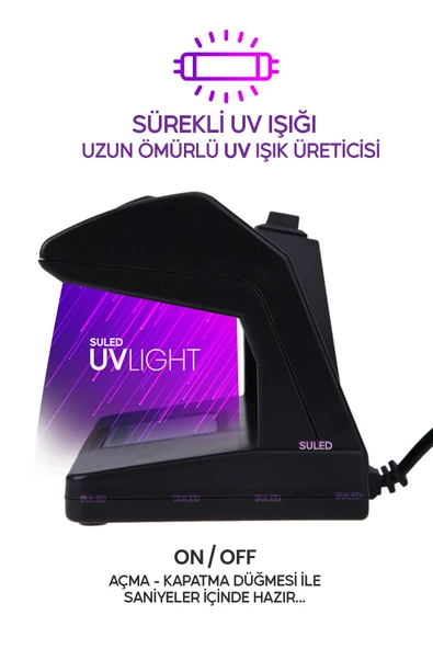 Suled Sahte Para Kontrol Cihazı Uv Mor Işık Profesyonel Sahte Para Dedektörü 220V Fişli - 2