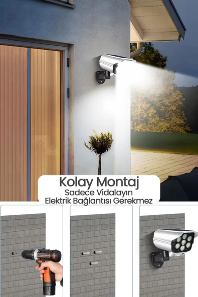 Suled Solar Bahçe Aydınlatması Kumandalı Otomatik Sensörlü Kamera Görünümlü Led Dış Mekan Aydınlatma - 3
