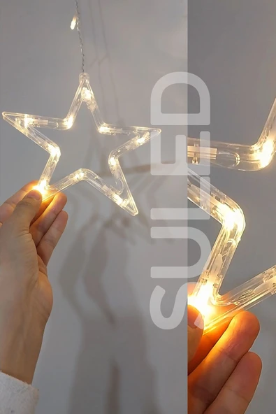 Suled Sl-1037 Ay Yıldız Perde Led 8 Mod Saçaklı Perde Peri Mutfak Işık Dekoratif Lamba Led Işık - Resim 5