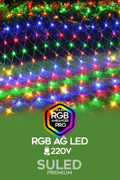 Suled Rgb Ağ Led 2X2 Metre 132 Led 220V Fişli İç Ve Dış Mekan 8 Modlu Ambiyans Aydınlatma - 8
