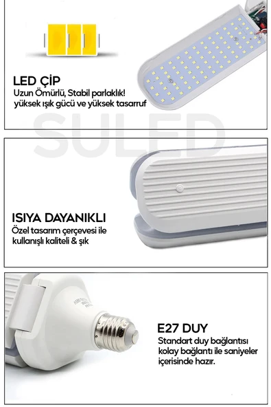 Suled Sl-6347 Pervane Ampul 40-45W Yeni Nesil Beyaz Led Ampul 3 Modlu Ultra Güçlü Pro - 4
