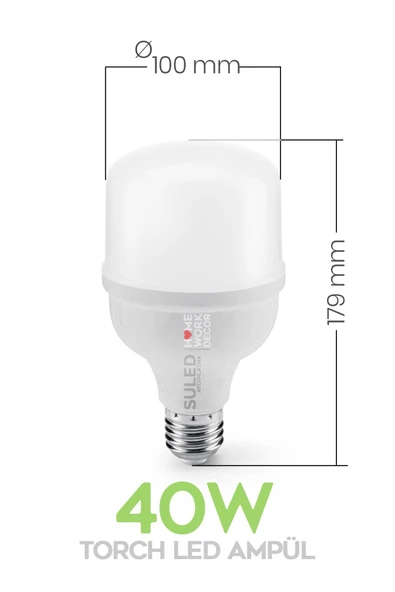 Suled 40W Torch Ultra Güçlü Led Ampül 1 Adet Tasarruflu Ultra Parlak 6500K Beyaz Işık Büyük Ampül E27 - 5