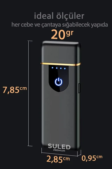 Suled Şarjlı Çakmak Usb Şarjlı Pro Serisi Kamp Çakmağı Rüzgardan Etkilenmez - 4