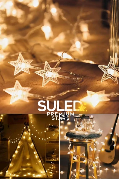 Suled 3 Metre Pilli Potart 20 Yıldızlı Dekoratif Led Işık Pilli Gün Işığı Süsleme Parti Ambiyans - 6