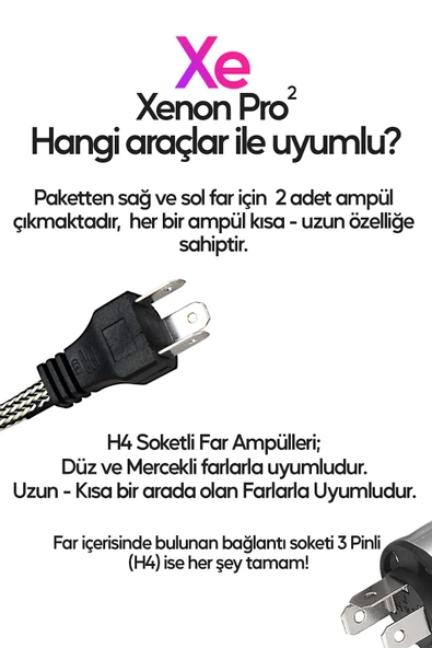 Suled Yeni Model - Zenon H4 Led Araba Far Ampül Xenon Led Uzun Kısa 10800 Lümen Şimşek Etkili 6000K - 4