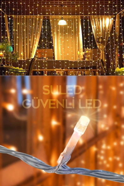 Suled Perde Led Işık 3X2 Metre 220V Fişli Iç Ve Dış Mekan Ortam Ambiyans Süs Ve Dekor Led Işık - 5