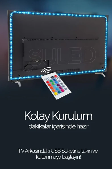 Suled 5 Metre Usb Tv Arkası & Dekoratif Ortam Ambiyans Aydınlatması Kumanda Kontrollü Tak Çalıştır - 2