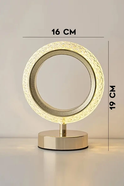 Suled Dekoratif Oval Masa Lambası Crystal Moon Usb Şarjlı 3 Modlu Ambiyans Led Gece Lambası - 5
