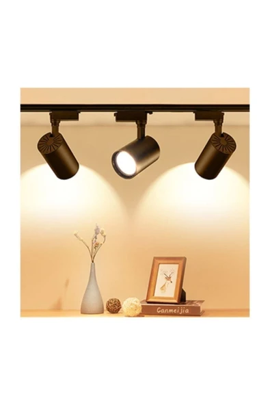 Suled Sl-1027 3 Adet 30W Ray Spot Vitrin Mağaza Armatürü 1 Metre Raylı Siyah Kasa Günışığı Renk Ray Spot