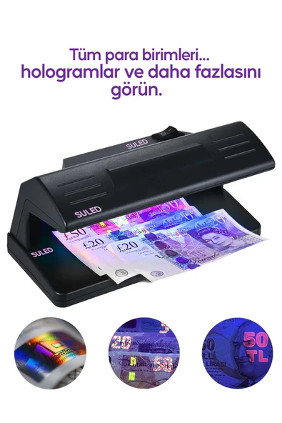 Suled Sahte Para Kontrol Cihazı Uv Mor Işık Profesyonel Sahte Para Dedektörü 220V Fişli - 3