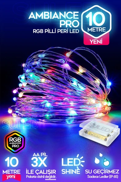 Suled Rgb Pilli Led Işık 10 Metre Iç & Dış Mekan Parti Dekor Kutlama Işığı Renkli Led Dekorasyon Sl-1056 - 1