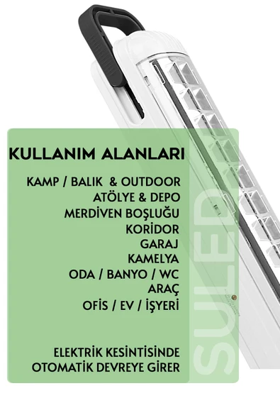 Suled Sl-1024 69 Power Li Işıldak Çekmeli Ipli Fener Şarjlı Işıldak 2 Kademeli Aydınlatma Kamp El Feneri - 3