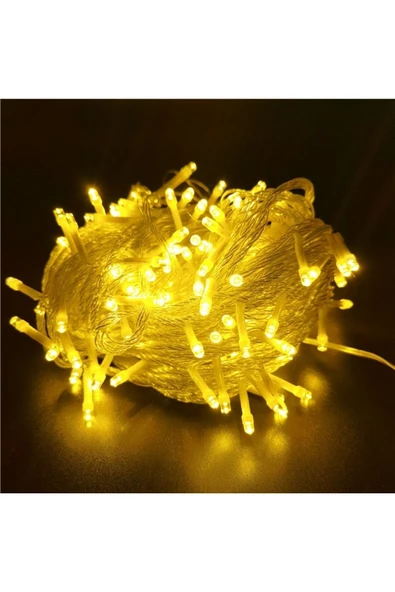 Suled 100Led Fişli Pirinç Led 10 Mt Sarı 8 Modlu Şerit Led Dekor Lambası Animasyonlu Yılbaşı Ağacı Işığı - 3