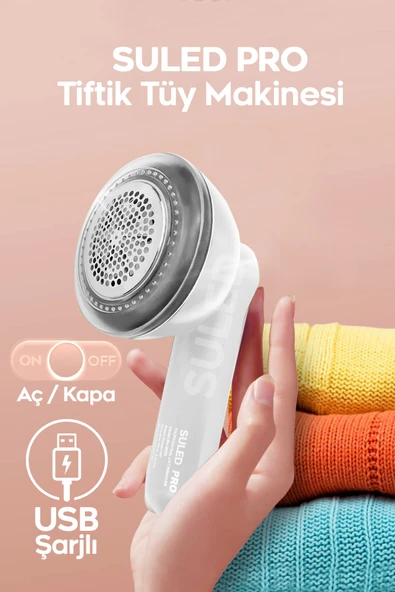 Suled Tiftik Tüy Toplama Makinesi Usb Şarjlı Kazak Kumaş Elbise Tüy Toplayıcı Beyaz