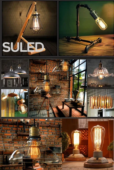 Suled Dekoratif 10'Lu Retro Rustik Ampül E27 Standart Duy 220V Ev Cafe Aplik Abajur Tavan Ampülü - 5