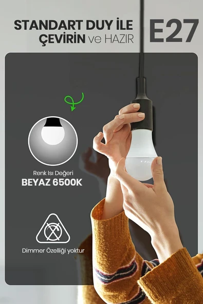 Suled Tasarruflu Led Ampül 10'Lu Paket 15W Güçlü Aydınlatma Smd Led Beyaz Işık 6500K E27 Standart Lamba - 4
