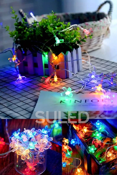 Suled Rgb 5 Metre Gül Led 20 Led 220V Fişli Tak Çalıştır Dekoratif İç Ve Dış Mekan Süsleme Işığı - Resim 3