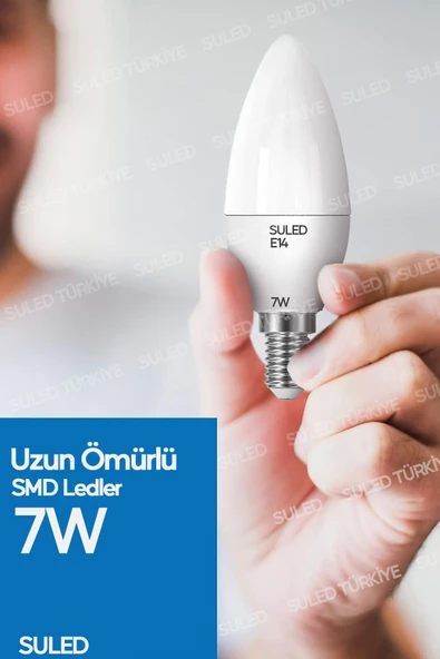 Suled Grafen E14 Duy Beyaz Işık 3 Adet Mum Buji Ampul Avize Abajur Lambası Ince Duylu Lamba 5'Li Set - 6
