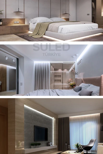 Suled Şerit Led 5 Metre Beyaz Işık 3 Çipli Pro Ambiyans Aydınlatma Mutfak Salon Yatak Odası Led Işık - 4