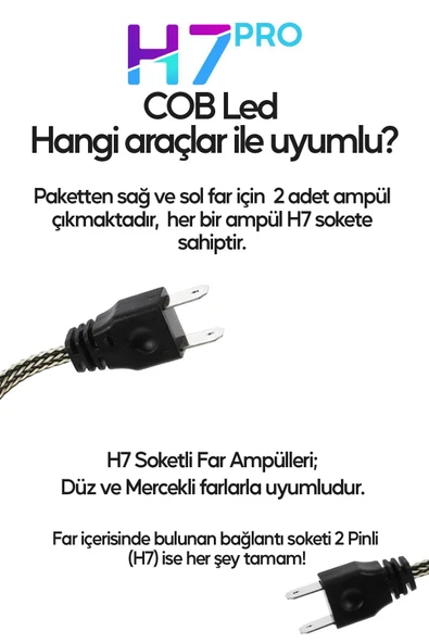 Rikova H7 Beyaz Led Araba Far Ampülü 36W Turbo Yeni Seri Süper Güçlü Cob Led Far Ampül Universal Uyumlu - 3