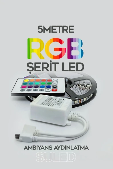 Suled Şerit Led 5 Metre Ambians Aydınlatma Kumanda & Trafolu Rgb Şerit Işık Tavan Oda Işık Dekoru - Resim 5