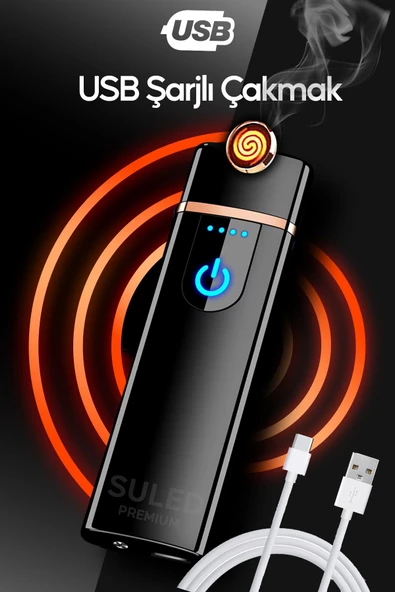 Suled Şarjlı Çakmak Usb Şarjlı Pro Serisi Kamp Çakmağı Rüzgardan Etkilenmez