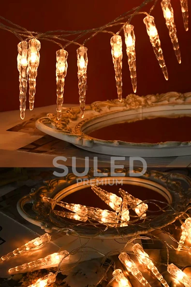 Suled Buz Sarkıt Led Süsleme Işığı 4 Metre 20 Led 220V Fişli Dekoratif Aydınlatma Süs Tak Çalıştır - 6