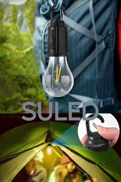 Suled Taşınabilir Şarjlı Led Ampül Outdoor Kamp Bahçe Lambası 10W Askılı Kırılmaz Led Işık - 6