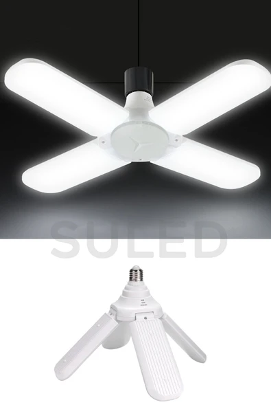 Suled Pervane 4 Kanat Led Ampül 50W 5000 Lümen Süper Güçlü E27 Lamba A Kalite Beyaz Işık - 5